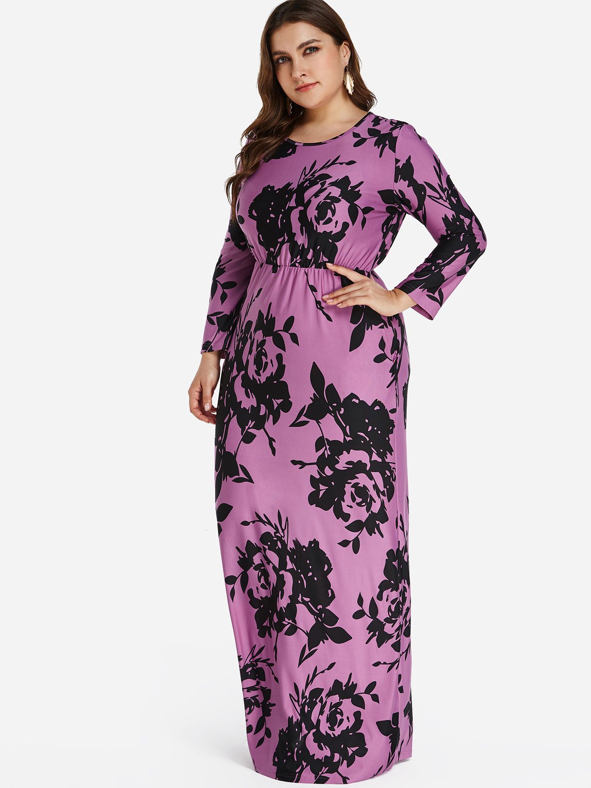 Custom Womens Floral Print Plus Size Dress