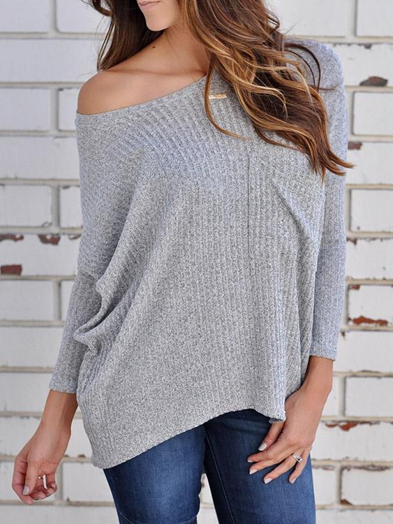 Wholesale Round Neck One Shoulder Plain Long Sleeve T-Shirts
