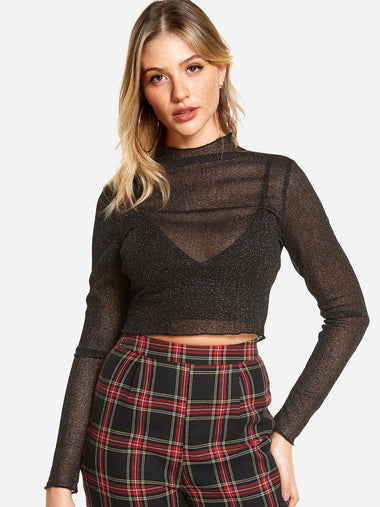 Wholesale Pullover Plain Long Sleeve Black Top