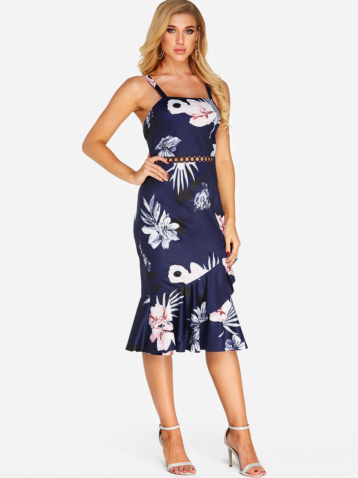 OEM Ladies Navy Floral Dresses