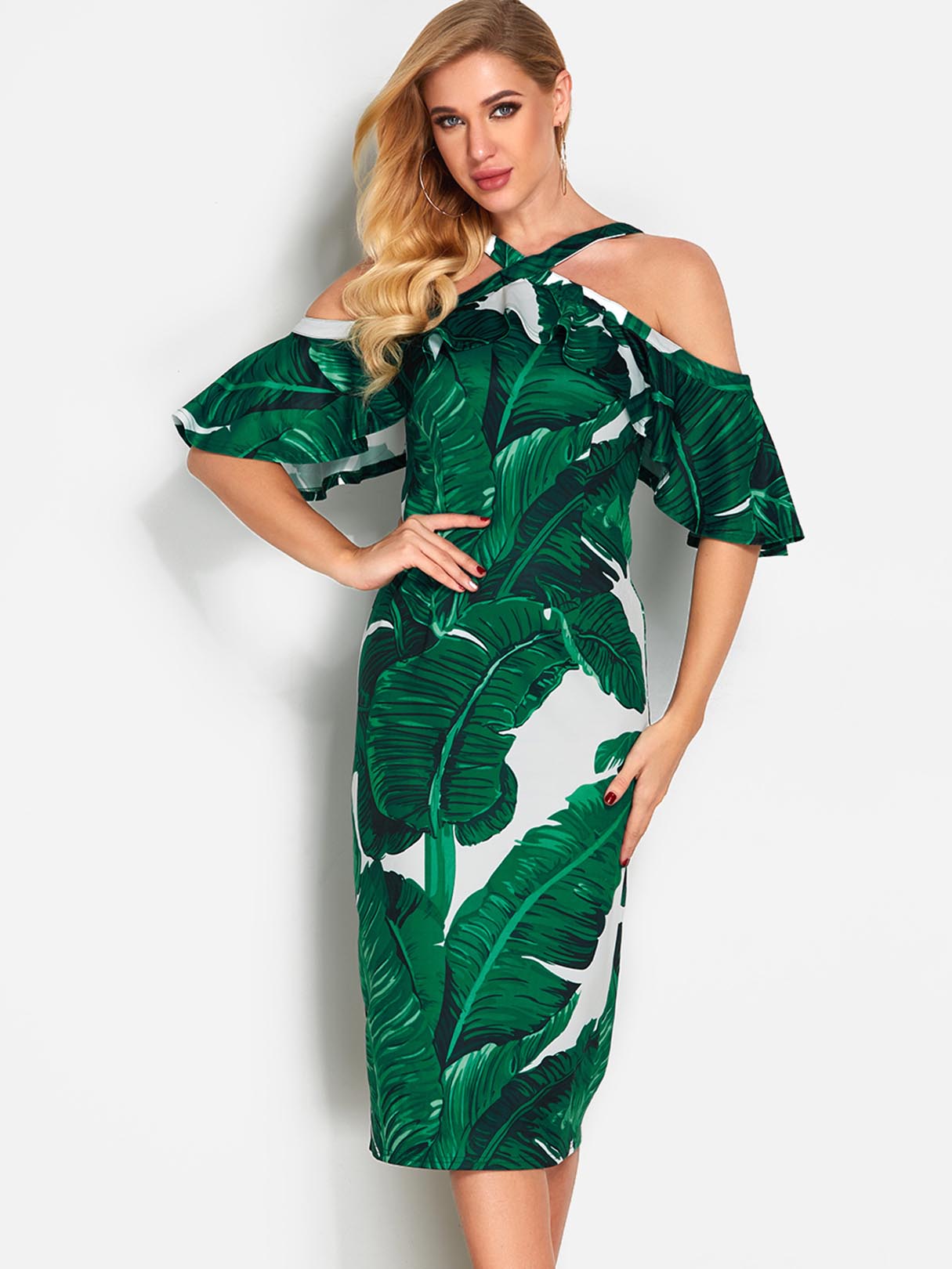 ODM Ladies Half Sleeve Sexy Dress