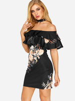 OEM Ladies Black Floral Dresses