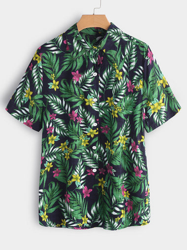 Wholesale Classic Collar Printed Short Sleeve Plus Size Tops