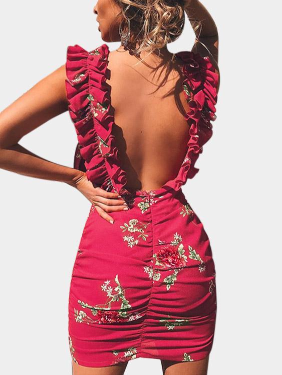 NEW FEELING Womens Rose Floral Dresses