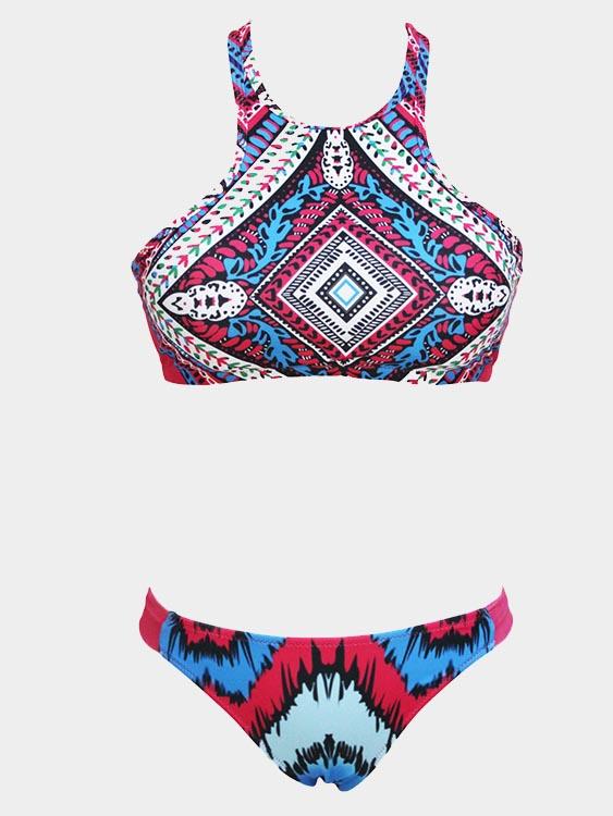Wholesale Round Neck Sleeveless Geometrical Bikinis
