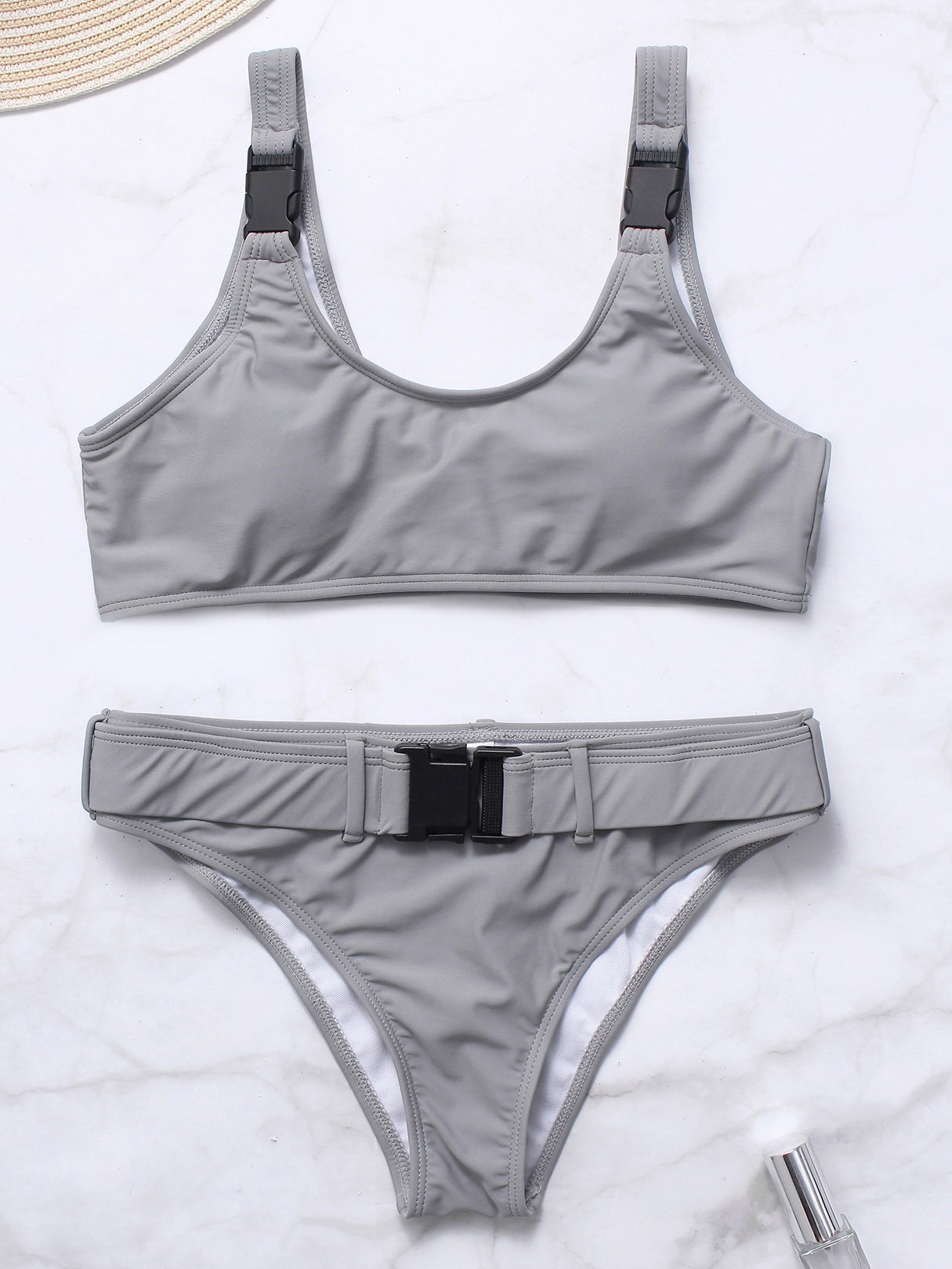 Wholesale Scoop Neck Sleeveless Plain Bikinis