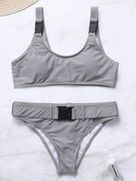 Wholesale Scoop Neck Sleeveless Plain Bikinis