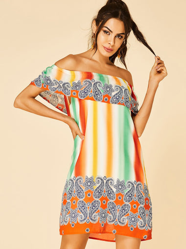 Wholesale Off The Shoulder Short Sleeve Mini Dress