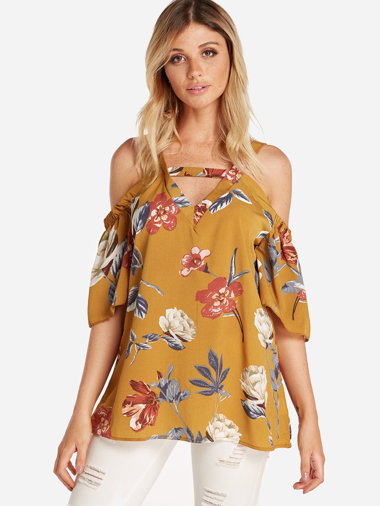 Custom Women's Tops With Cut Out Sleeves