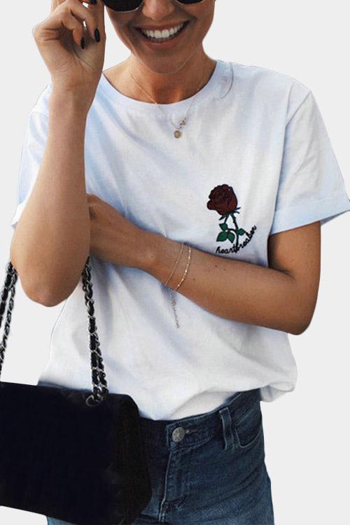 Wholesale Crew Neck Round Neck Embroidered Printed Short Sleeve White T-Shirts