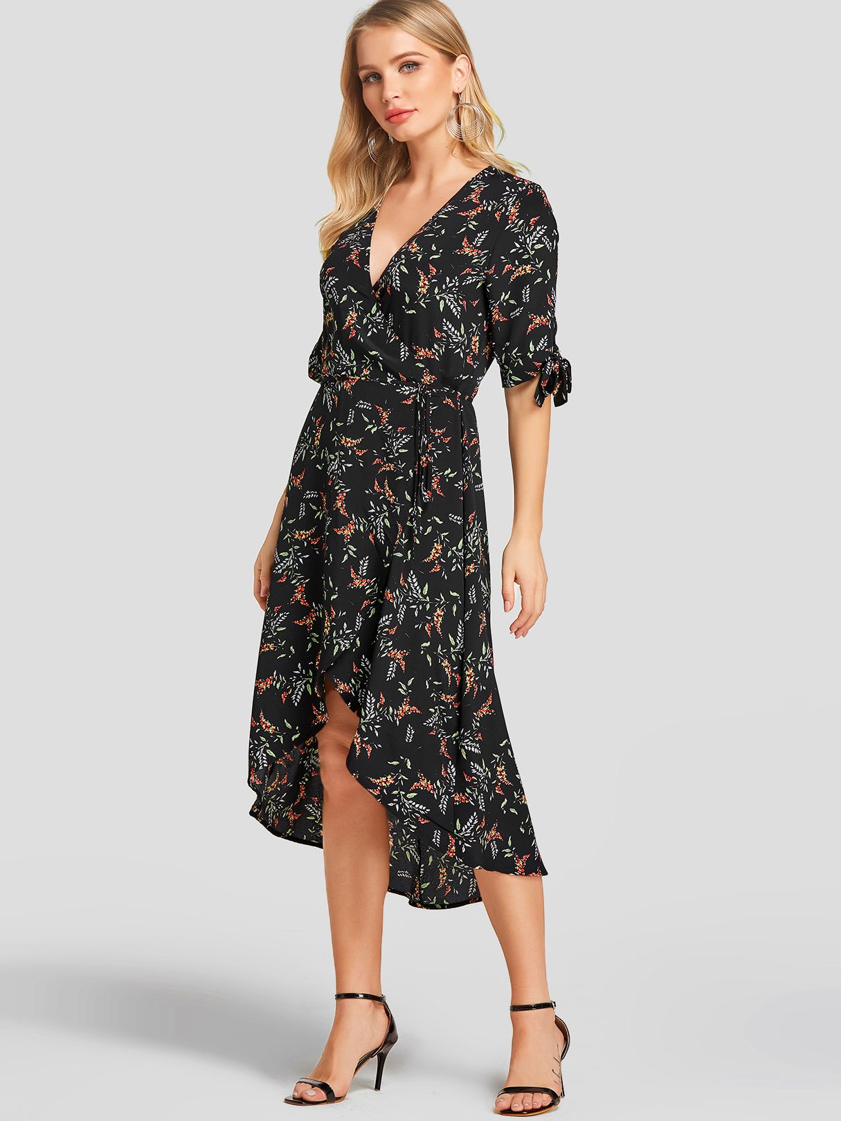 OEM Ladies Black Floral Dresses