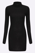 Wholesale Black Roll Neck Long Sleeve Mini Dress