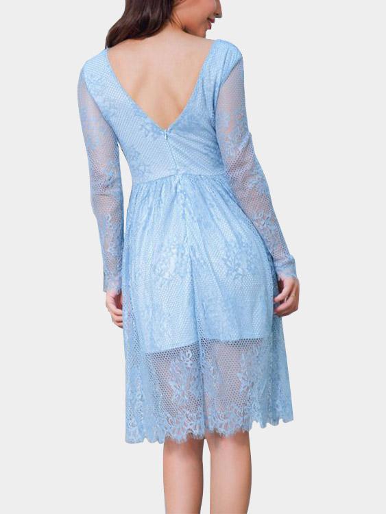 NEW FEELING Womens Blue V-Neck Dresses