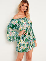 OEM Ladies Green Floral Dresses