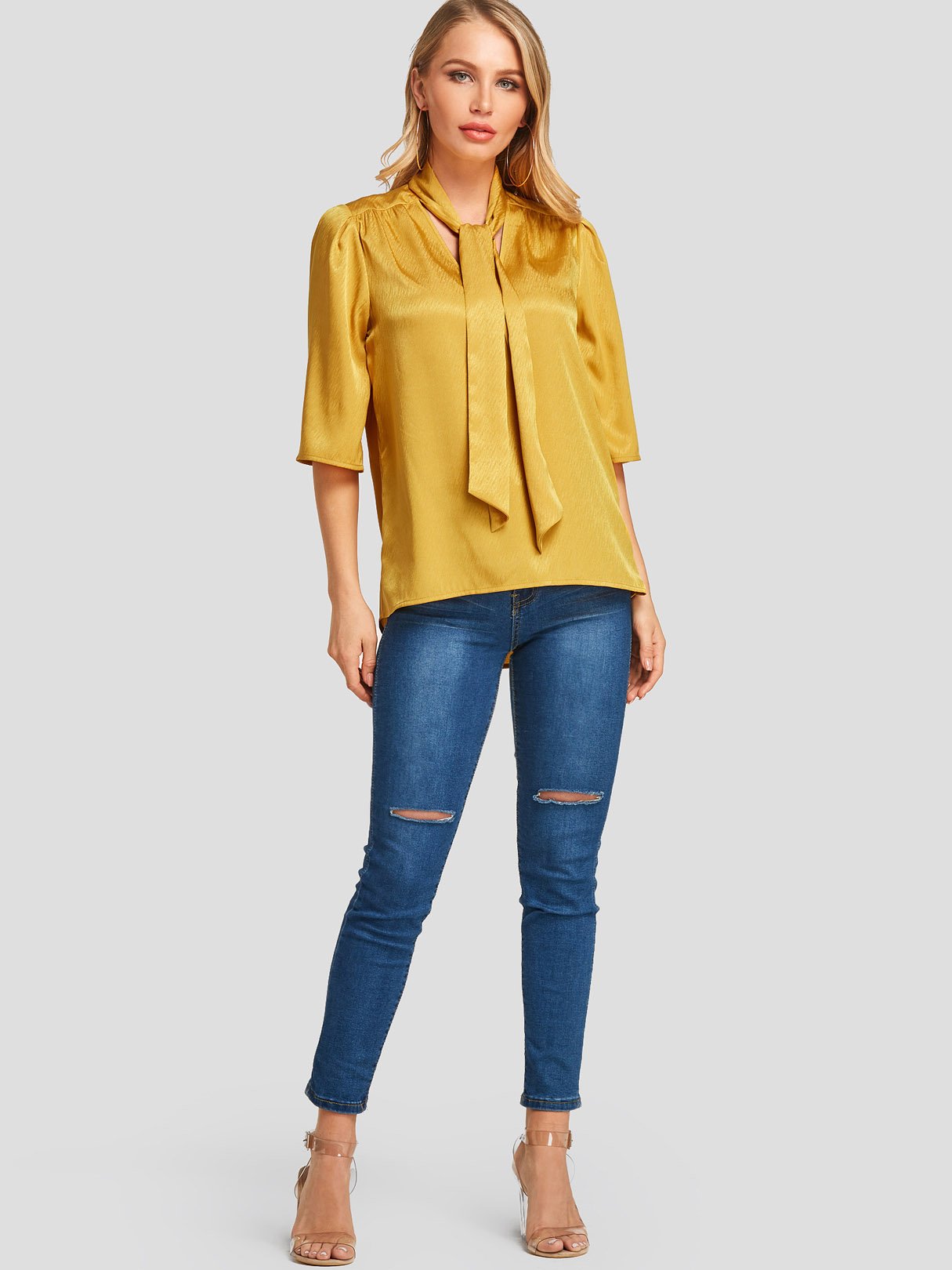 NEW FEELING Womens Yellow Blouses
