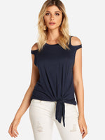 Ladies Navy And White Striped Top