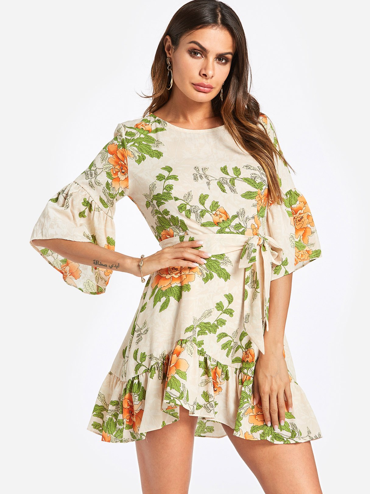 OEM Ladies Green Floral Dresses