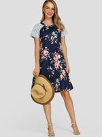 NEW FEELING Womens Navy Floral Dresses