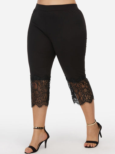 Wholesale Plain Lace Black Plus Size Bottoms