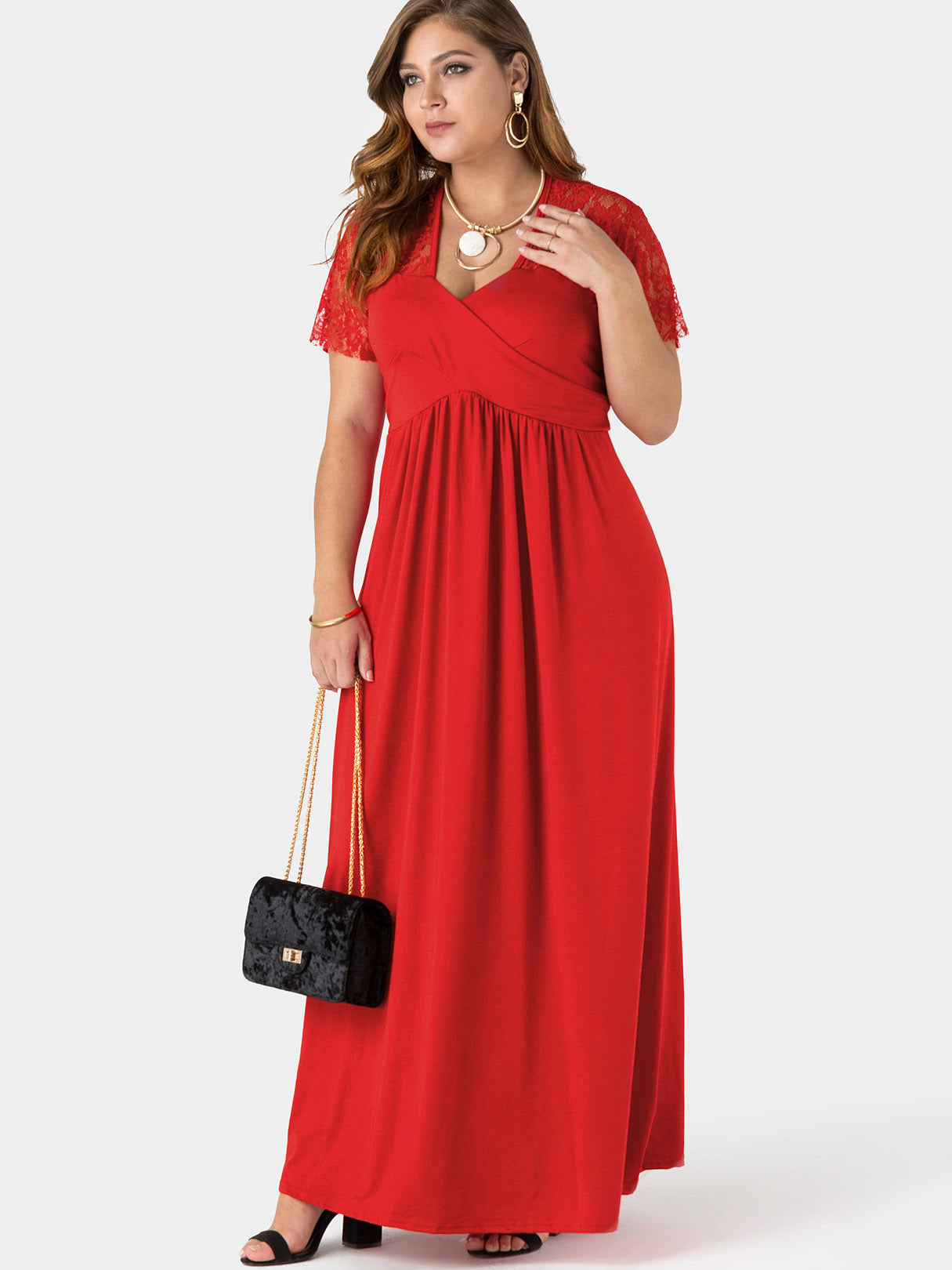 ODM Ladies Short Sleeve Plus Size Maxi Dress