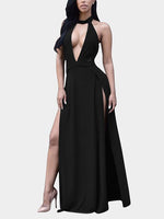 OEM Ladies Black V-Neck Dresses