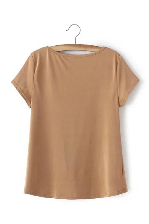 NEW FEELING Womens Khaki T-Shirts