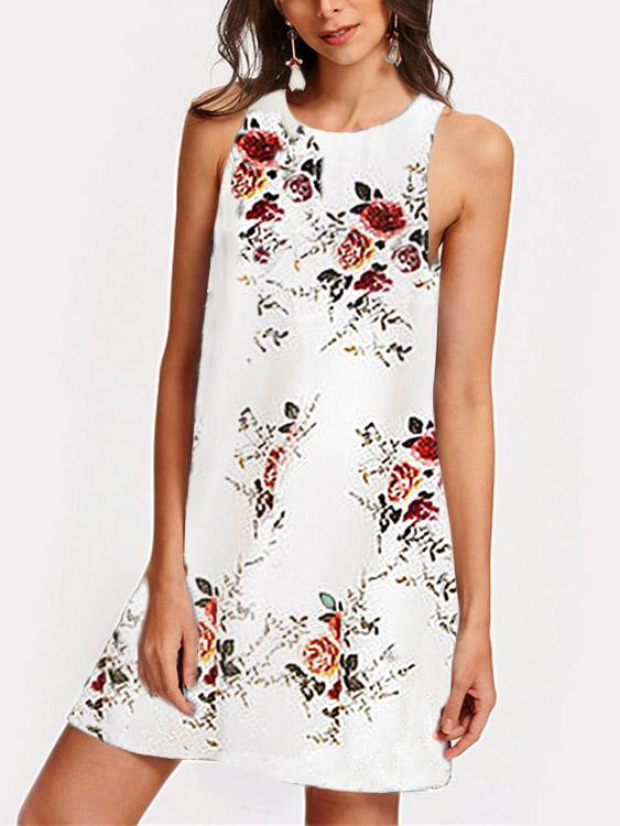 OEM Ladies White Floral Dresses