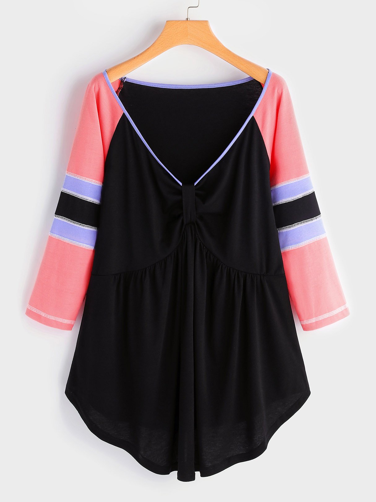 Wholesale V-Neck Pleated Long Sleeve Plus Size Tops