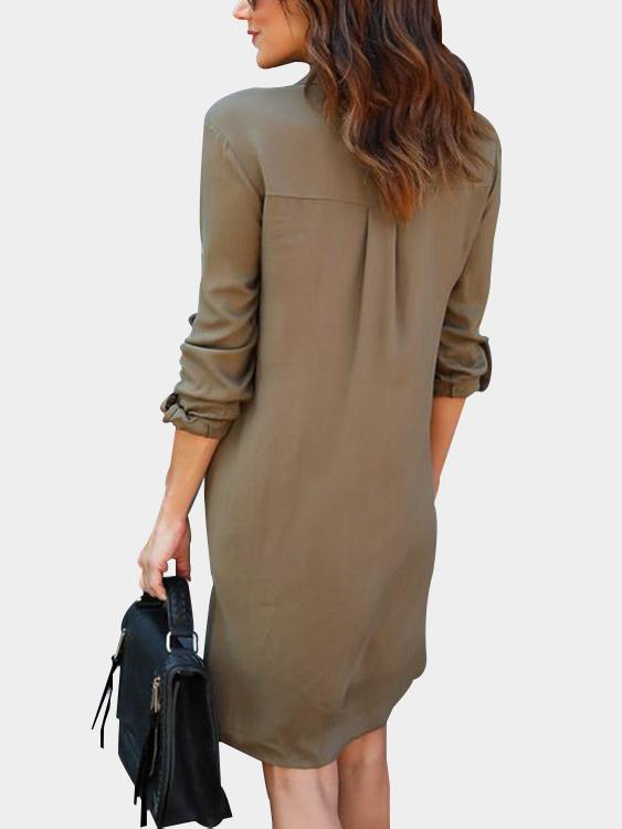 NEW FEELING Womens Green Shirt Dresses