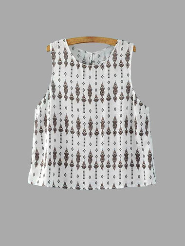 Wholesale Round Neck Printed Sleeveless White Tank Top