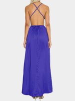 OEM Ladies Blue V-Neck Dresses