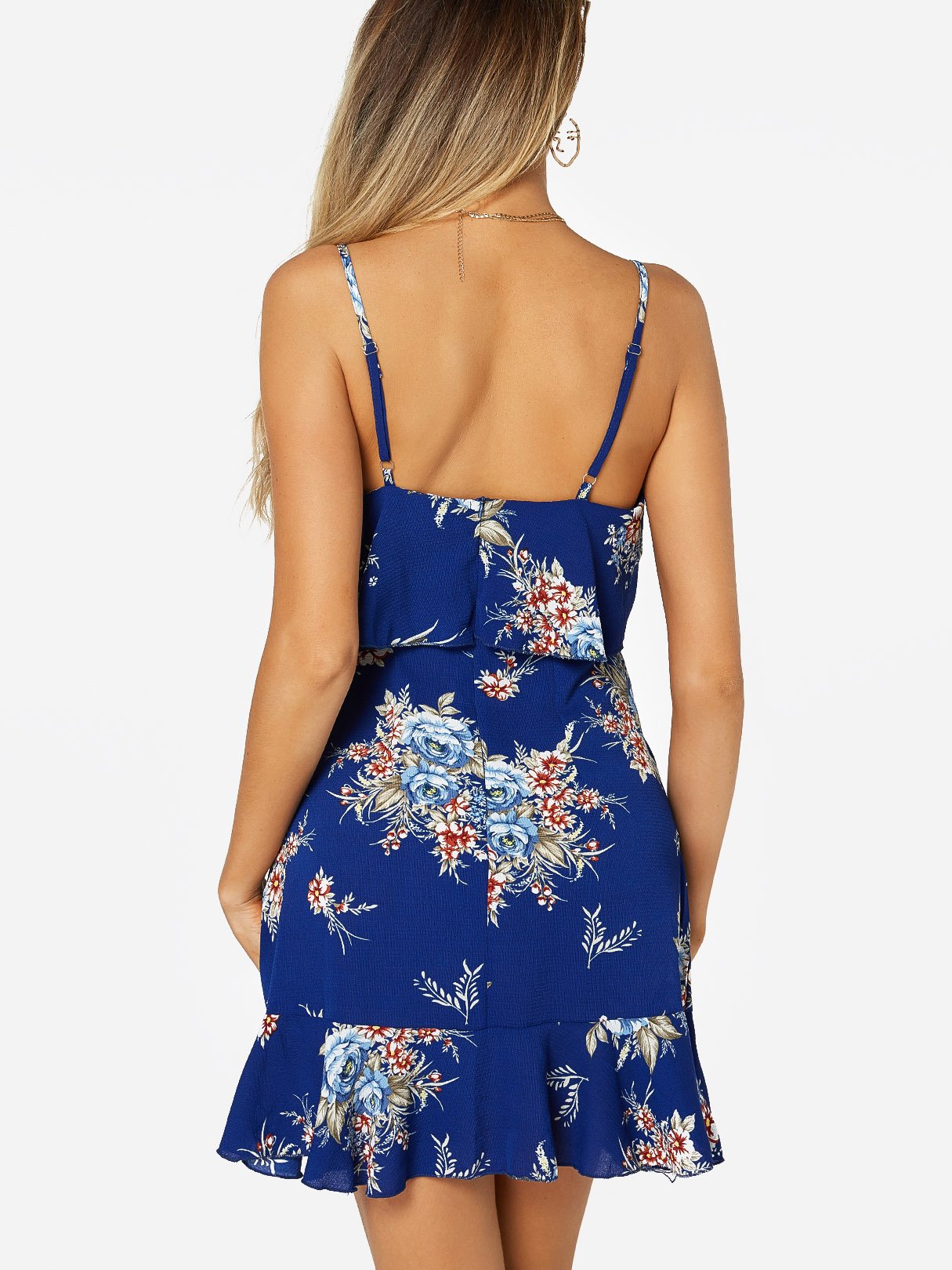 NEW FEELING Womens Blue Floral Dresses