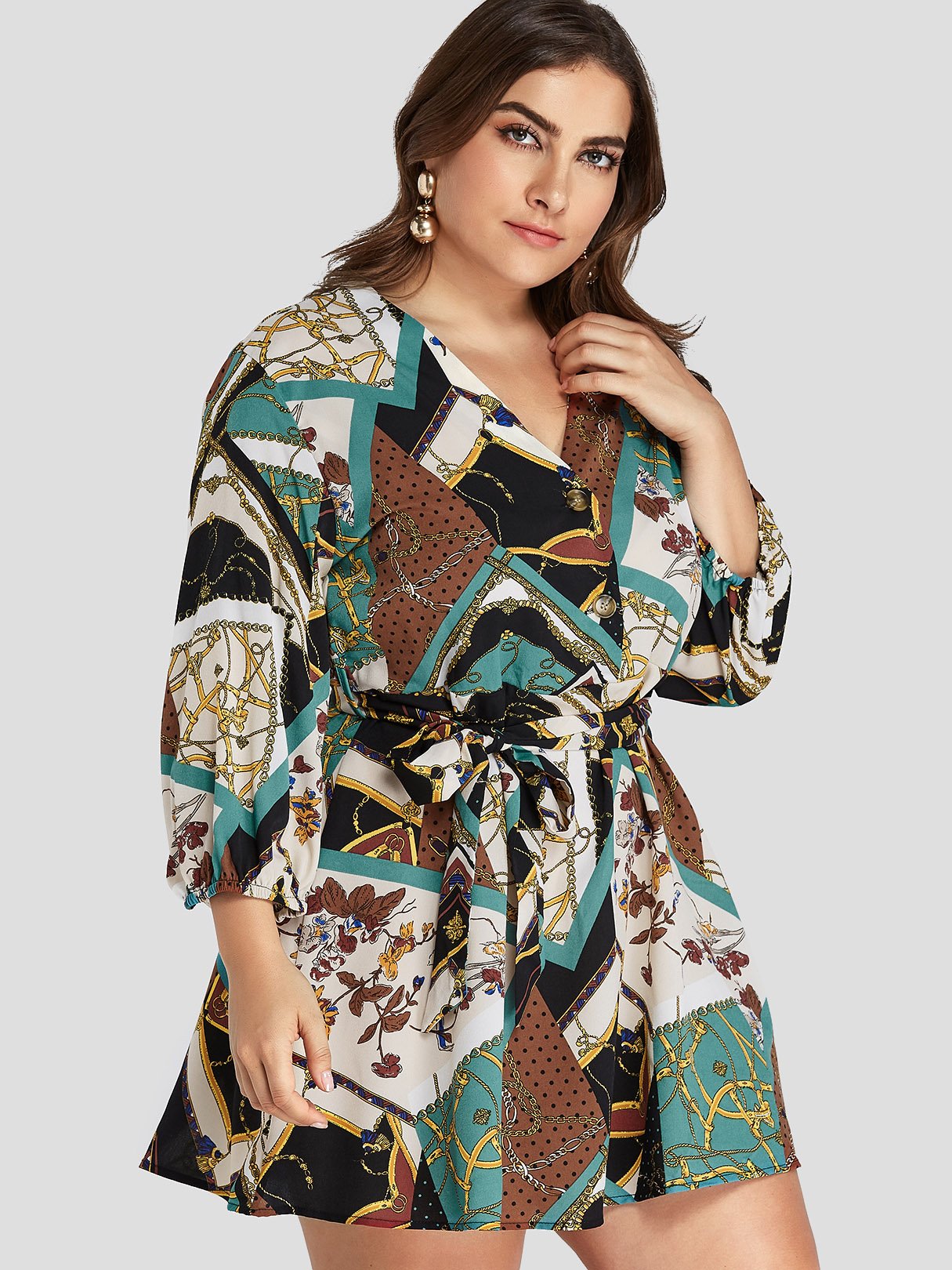 Custom Womens Floral Print Plus Size Dress