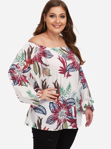 Wholesale Off The Shoulder Long Sleeve Plus Size Tops
