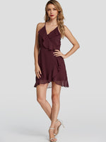 NEW FEELING Womens Wine Red Mini Dresses
