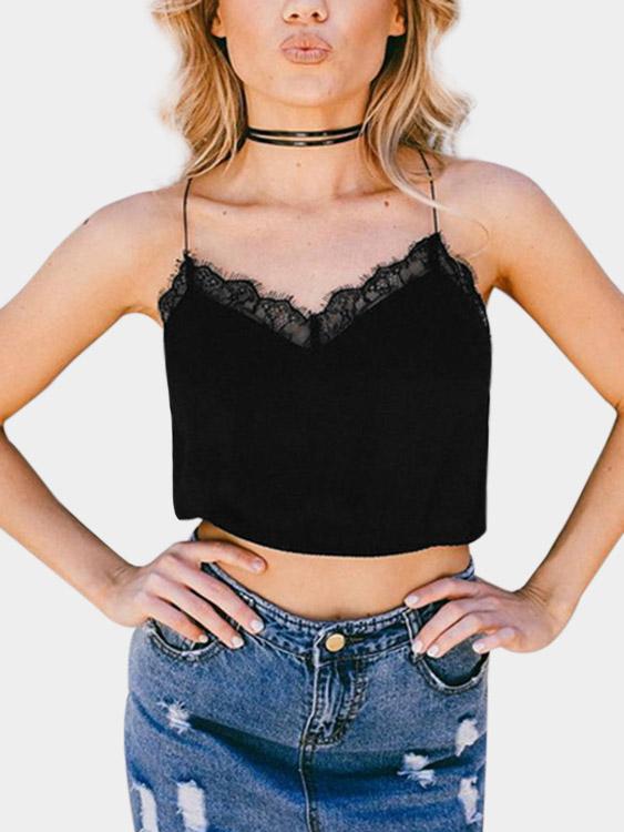Wholesale Lace Trim Details V-Neck Cami