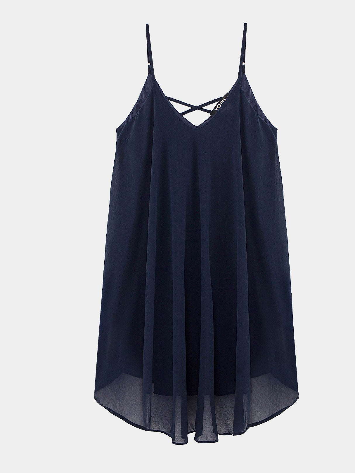 Wholesale Navy Spaghetti Strap Chiffon Dresses