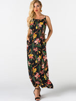 Wholesale Round Neck Sleeveless Floral Print Tassel Dresses