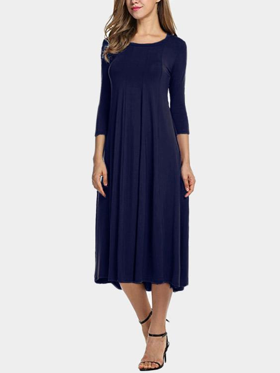 OEM Ladies Navy Midi Dresses
