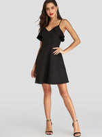 NEW FEELING Womens Black V-Neck Dresses