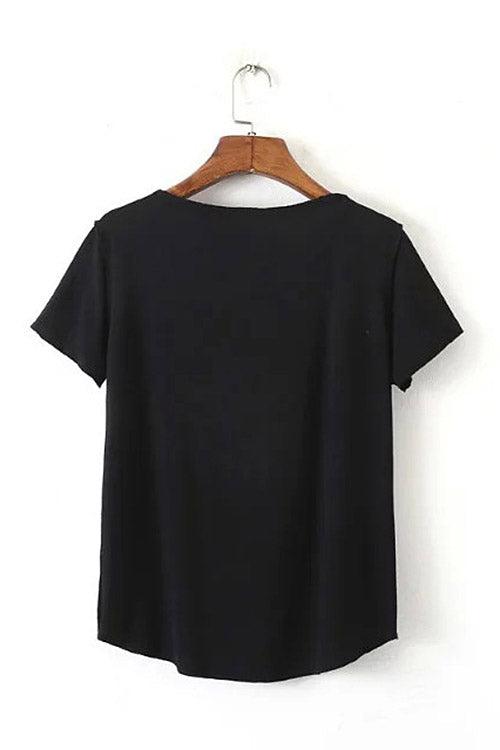 NEW FEELING Womens Black T-Shirts