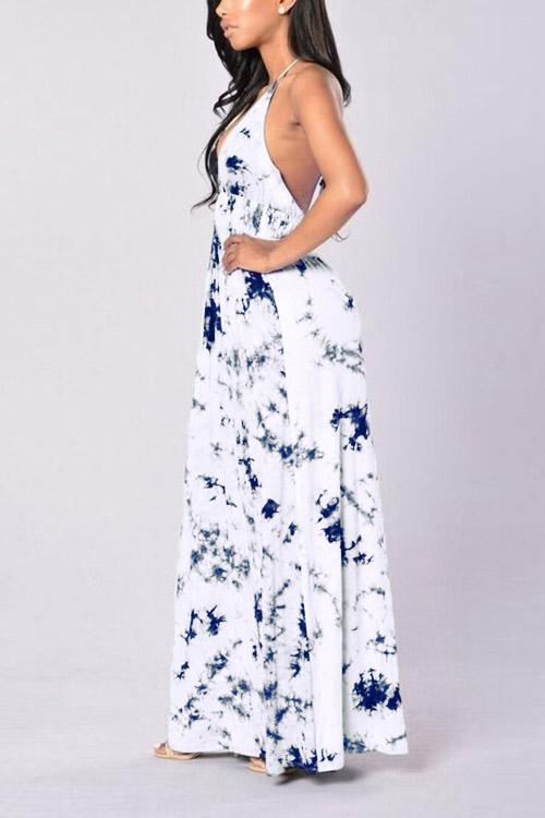 OEM Ladies Blue Maxi Dresses