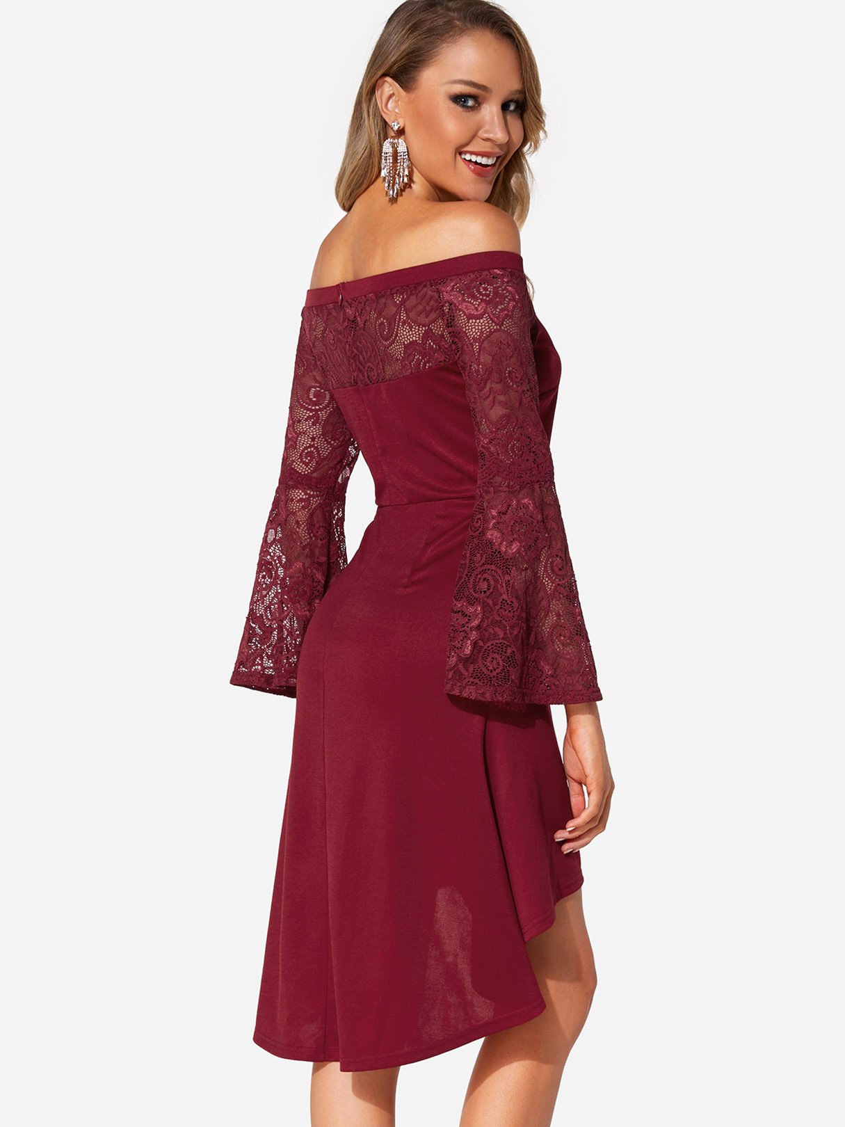 NEW FEELING Womens Burgundy Sexy Dresses