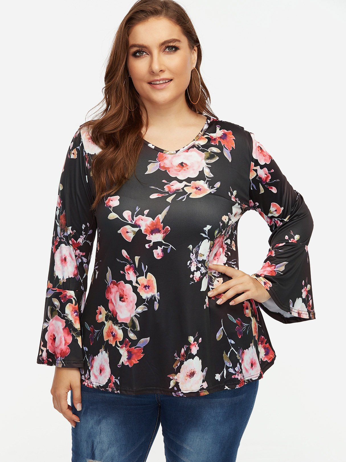 OEM Ladies Black Plus Size Tops