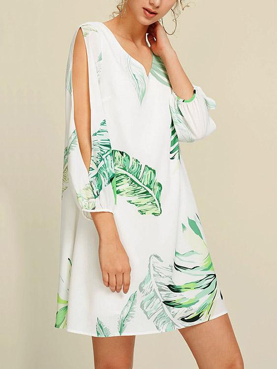 OEM Ladies White V-Neck Dresses