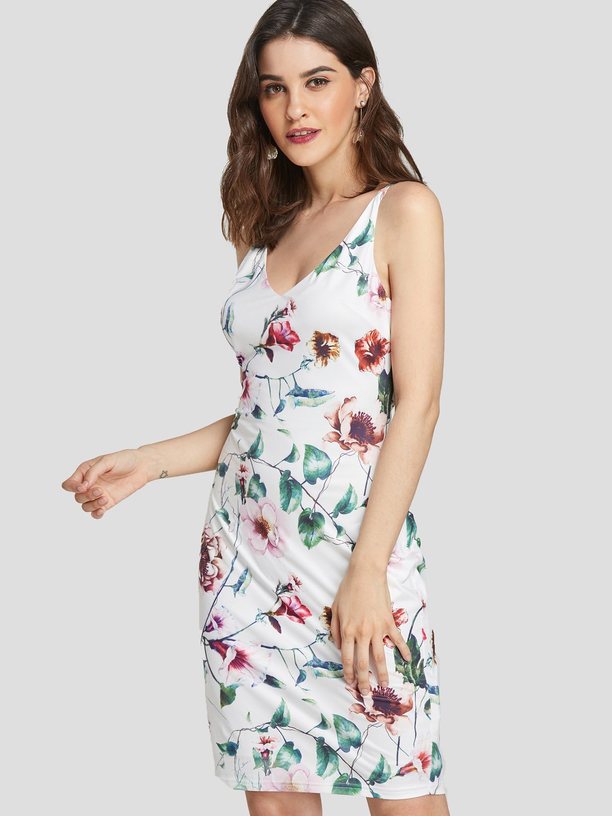 OEM Ladies White Floral Dresses