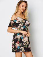 OEM Ladies Black Floral Dresses