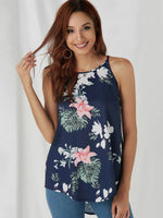 Wholesale Halter Floral Print Sleeveless Navy Cami