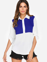 Wholesale White&Button Design Classic Collar T-Shirt