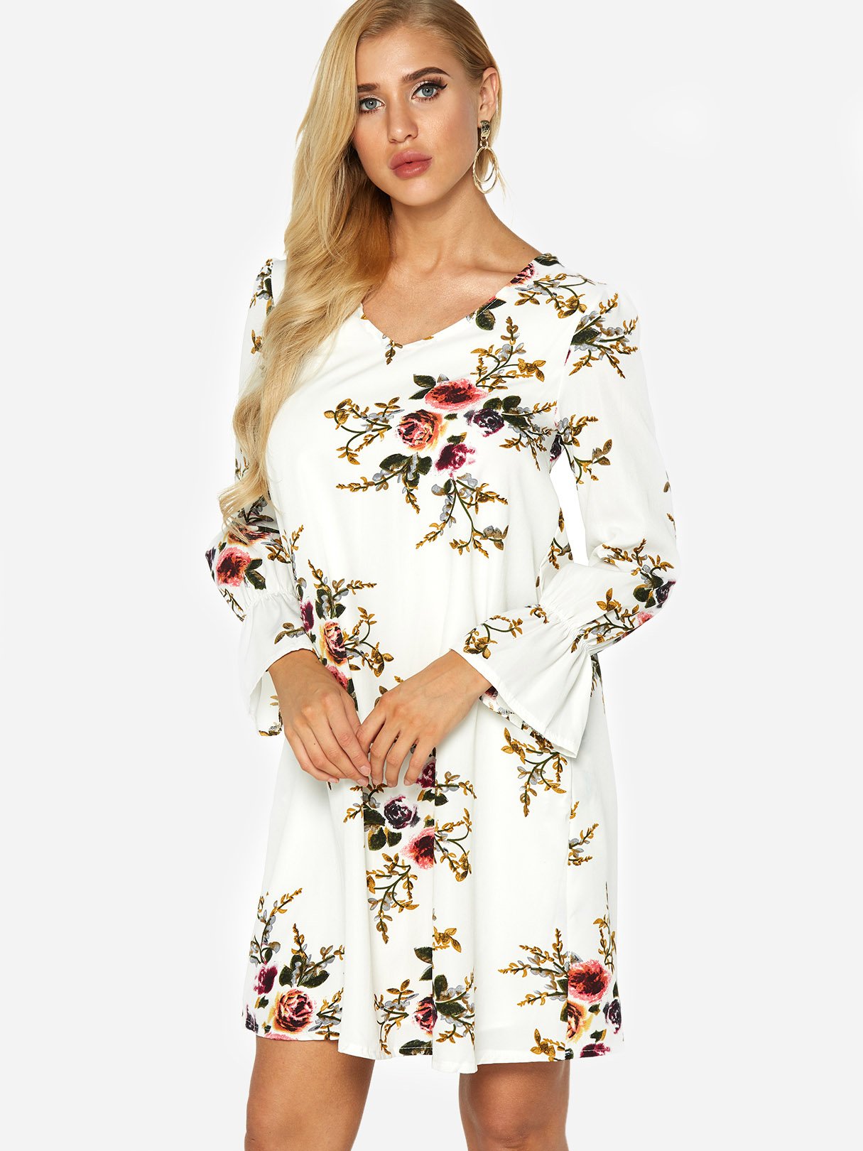 OEM Ladies White Floral Dresses